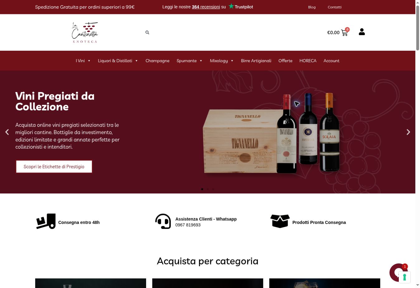 Homepage del sito Enoteca La Cantinetta