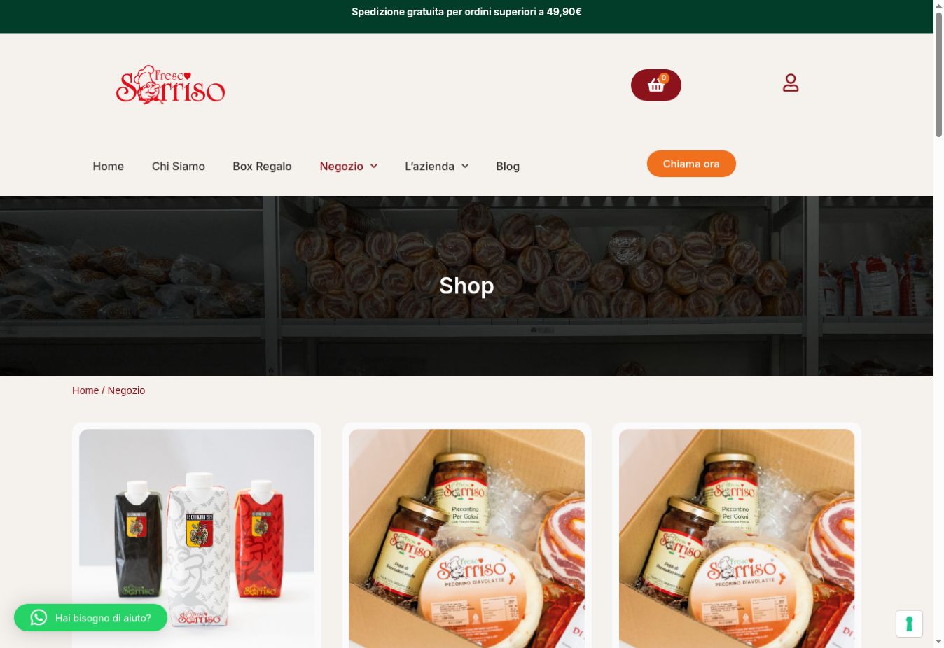 Homepage del sito Fresco Sorriso