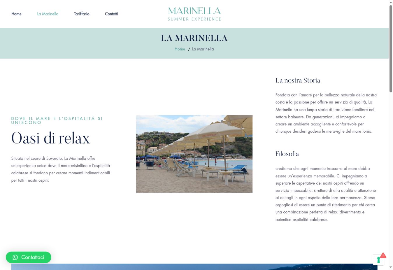 Pagina interna del sito Marinella Soverato