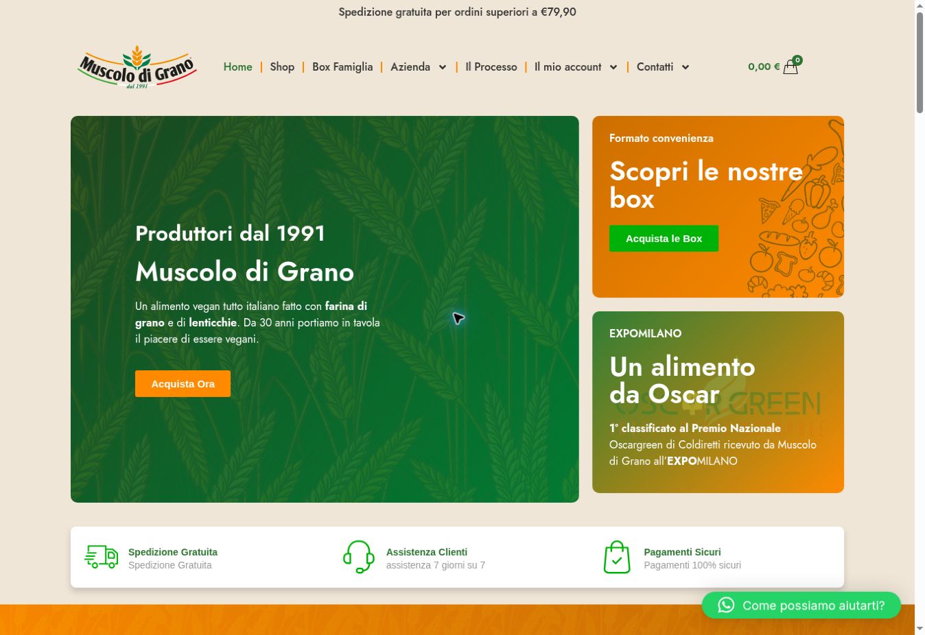 Homepage del sito Muscolo di Grano