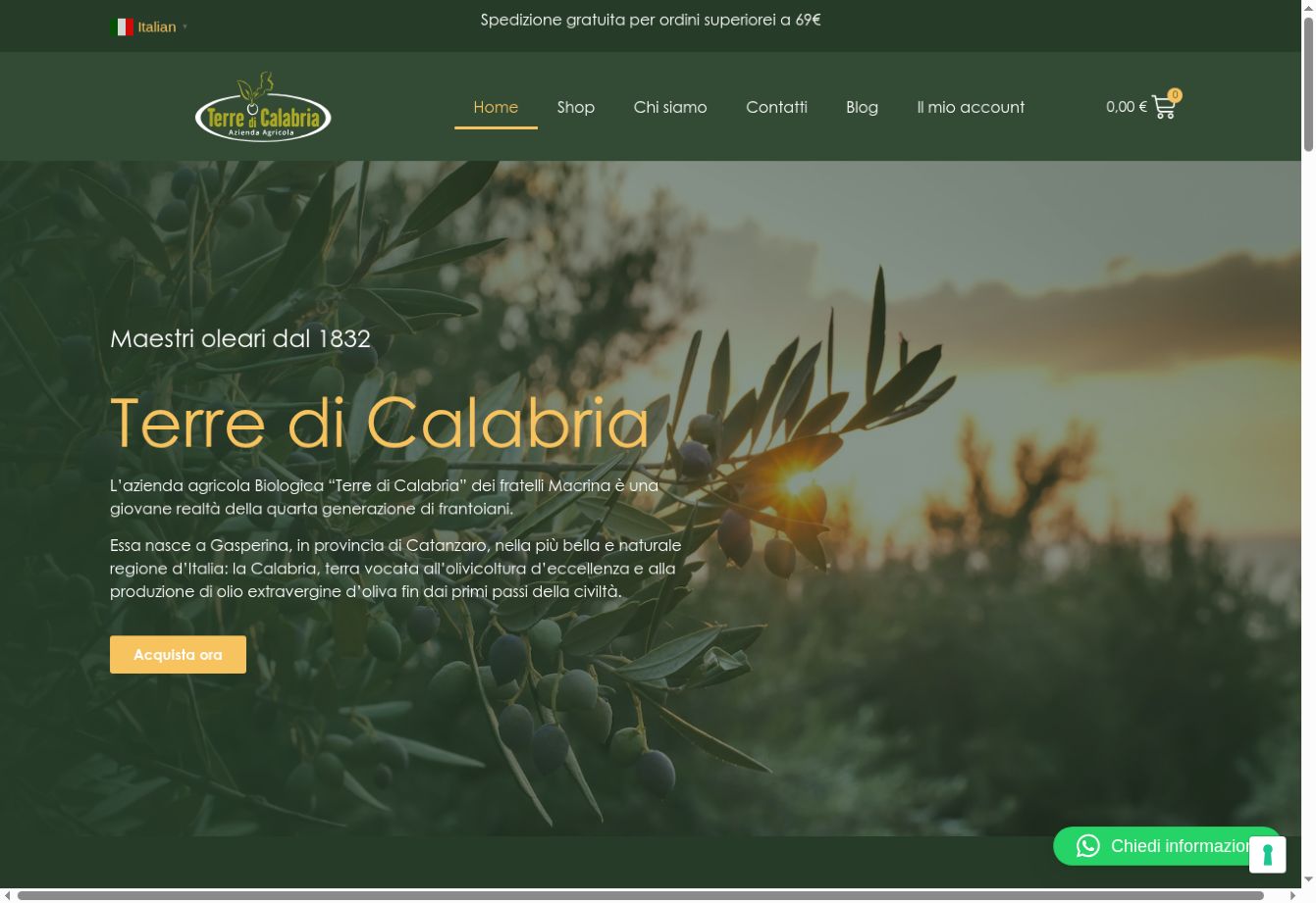 Homepage del sito Terre di Calabria